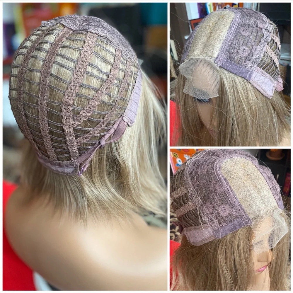 Champagne dirty blonde lace bob wig